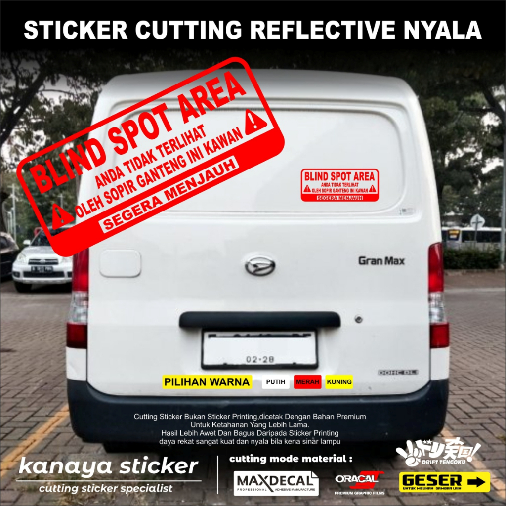 Sticker Cutting Mobil BLIND SPOT AREA  / Sticker Cutting Kaca Mobil BLIND SPOT AREA  /Sticker BLIND 