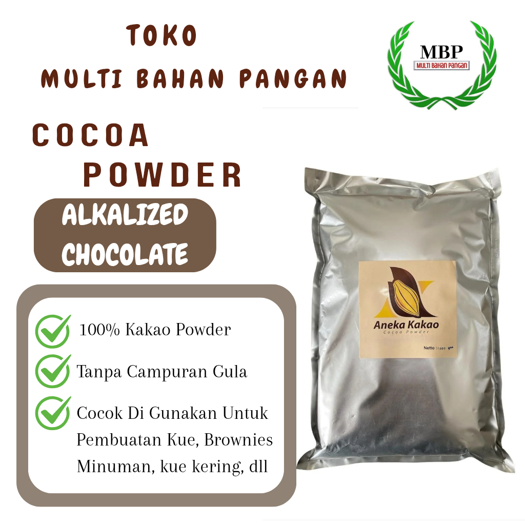 

Cokelat Bubuk Aneka Kakao AK 301 Dark Brown 1000gr/500gr Kemasan Alu Pure 100%