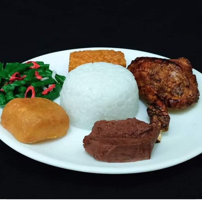 Replika nasi & lauk pauk buat display/ efukasi/ mainan dll (paket mkan berikut wadah)