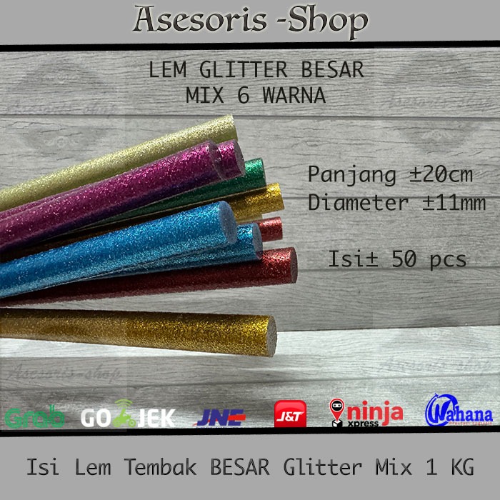 Isi Lem Tembak KECIL Glitter | Isi Lem Tembak BESAR GLITTER warna warni 1 KG | Isi Lem Tembak Glue G