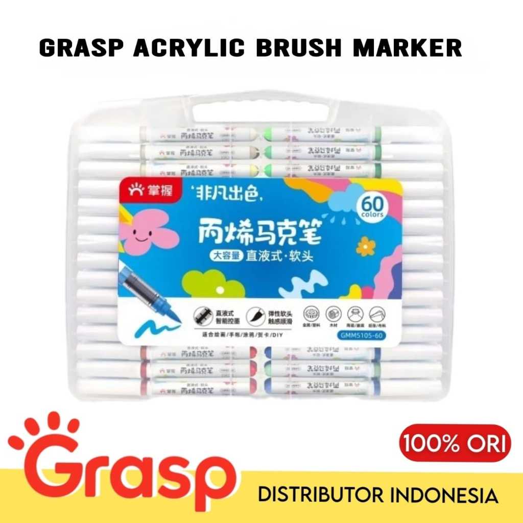 

GRASP Acrylic Brush Marker Grasp / Brush Pen / spidol isi 12,24,36,48,60