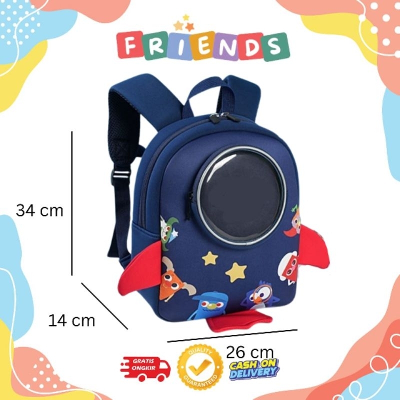 (UNTUK TK) Tas Ransel Sekolah Anak TK Laki-Laki Premium Anti Air Model Roket