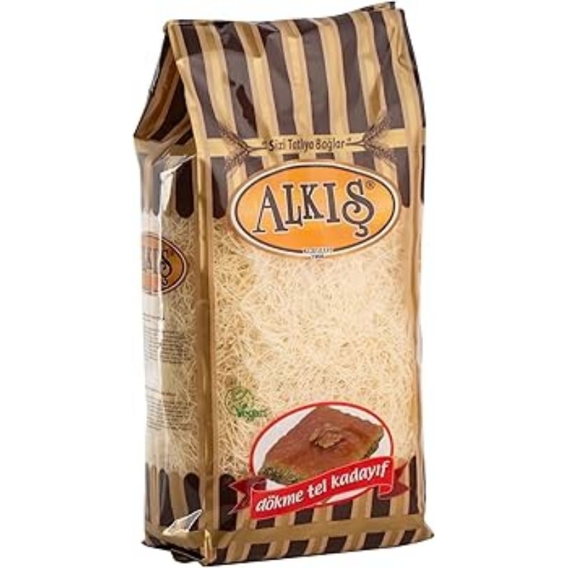 

Kataifi atau Kadayif atau Kunafa Kering bahan coklat Dubai 500 gram