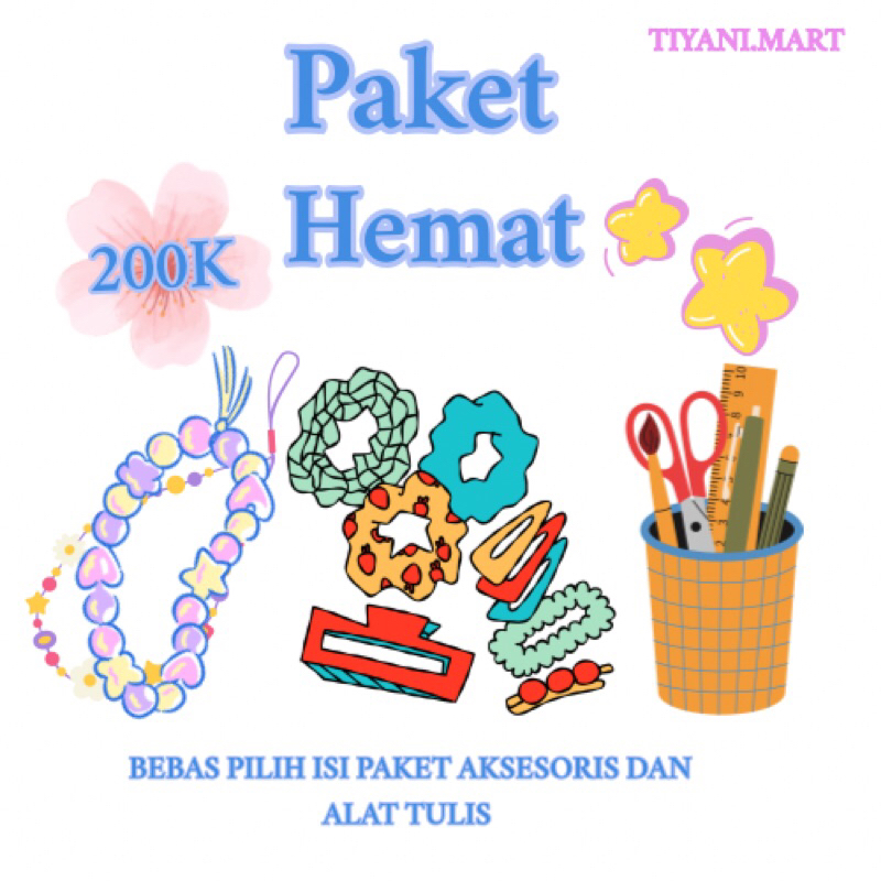 

TIYANI.MART Paket Hemat 200k Aksesoris Campur Alat Tulis