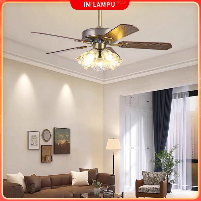 (Remote) Lampu gantung kipas ruang tamu estetika ruang makan/lampu kipas kamar tidur