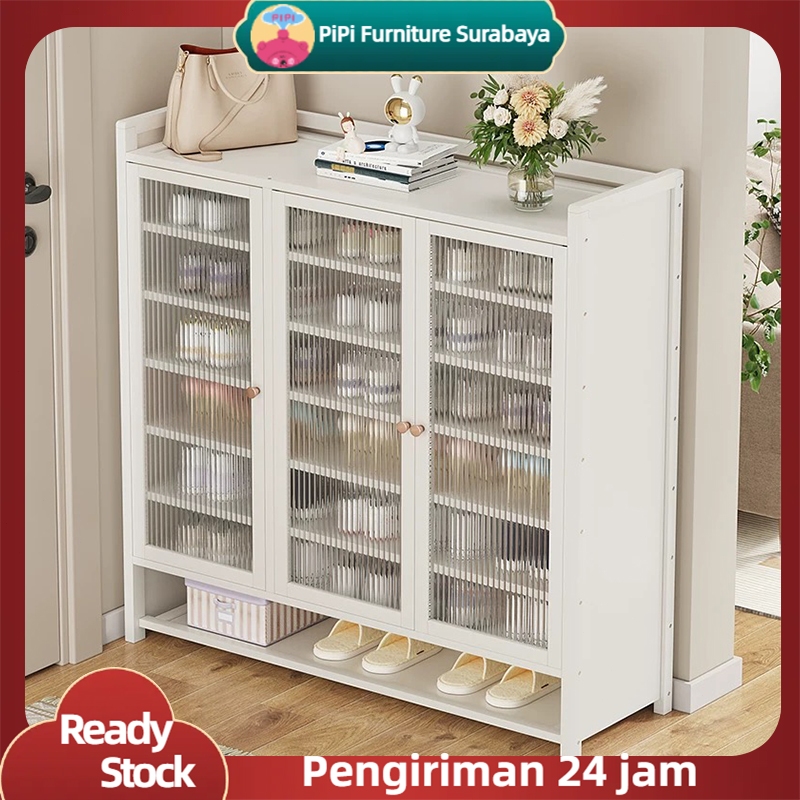 Pipi furniture Rak Sepatu Putih Lemari Sepatu Tertutup Rak Sepatu Minimalis Rak sepatu Susun Estheti