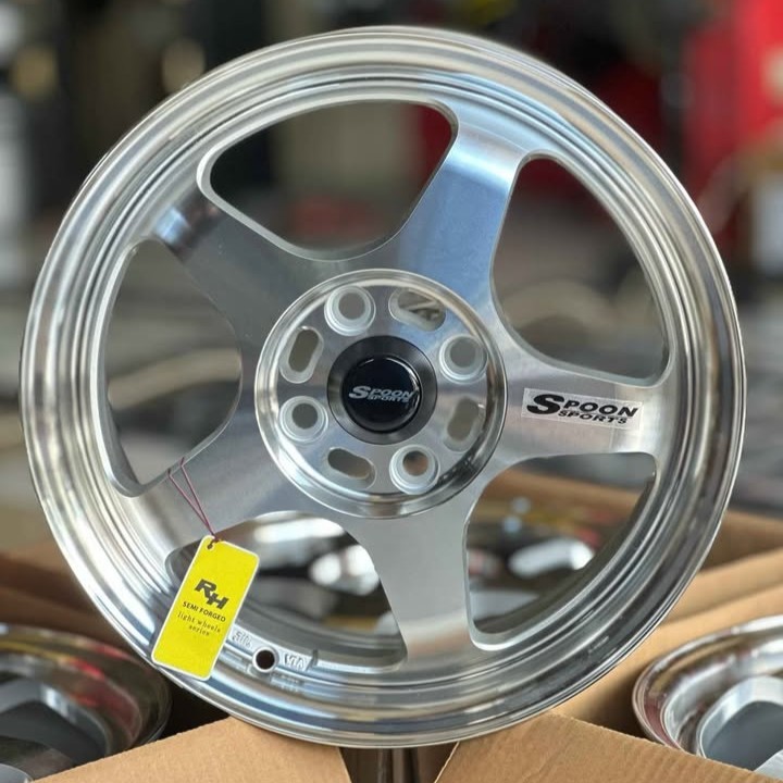 Velg Spoon Ring 15 Pcd 4x100 Lebar 6.5 Et 40 Warna Silver Machine Face | Velg R15 | Velg Mobil | Vel