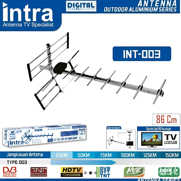Antena Digital Luar Intra 003 FREE KABEL 13M / Antena TV Digital Outdoor