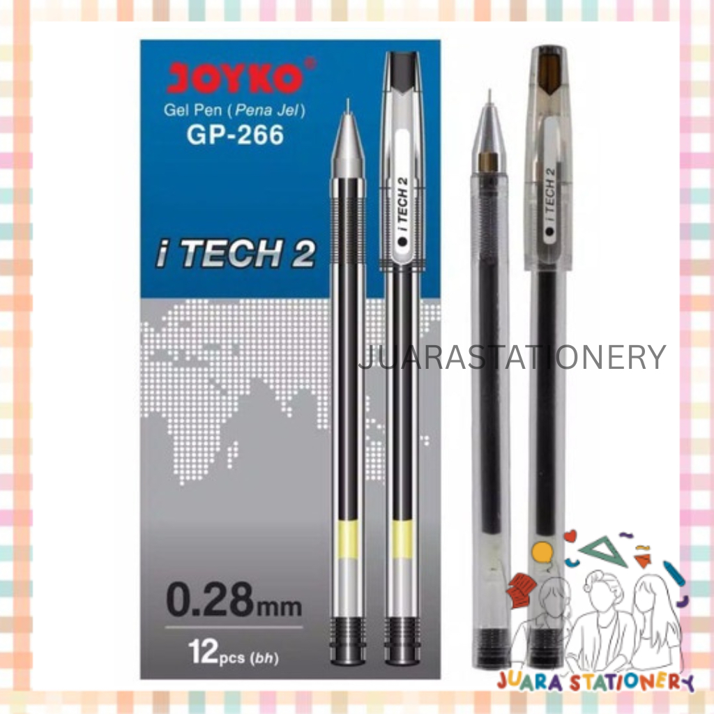 

(1190) JUARASTATIONERY Pulpen Hitech Joyko Itech 2 Hitam GP-266 0.28 mm / Pulpen Gel Pulpen Tinta