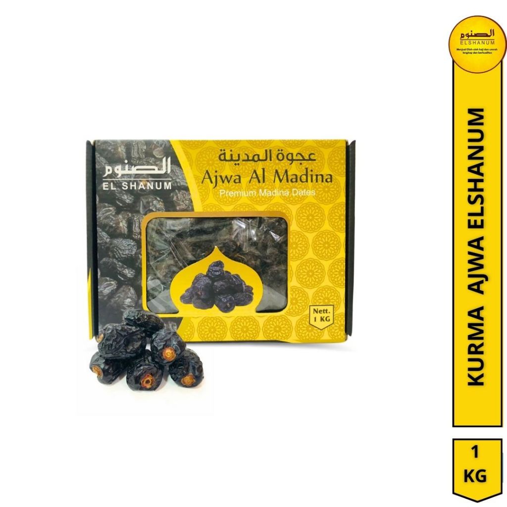 

Kurma Ajwa Premium Elshanum Original al-madinah 1kg / Kurma Nabi / Kurma Ajwa Elshanum
