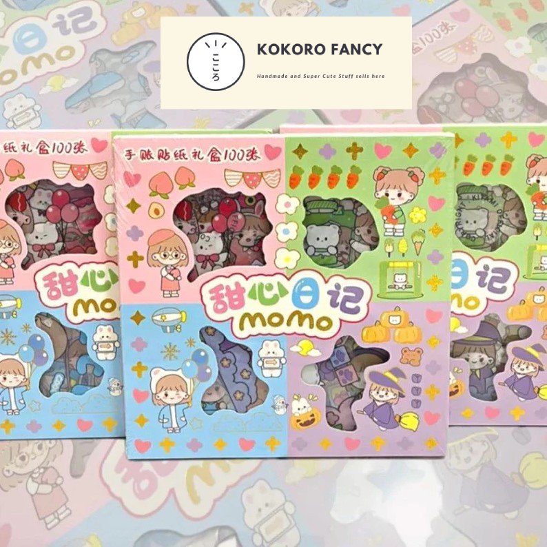 

[KOKORO FANCY] Sticker Lucu Motif Momo Sanrio Anne 100 pcs Anti Air Dekorasi / Stiker Aesthetic
