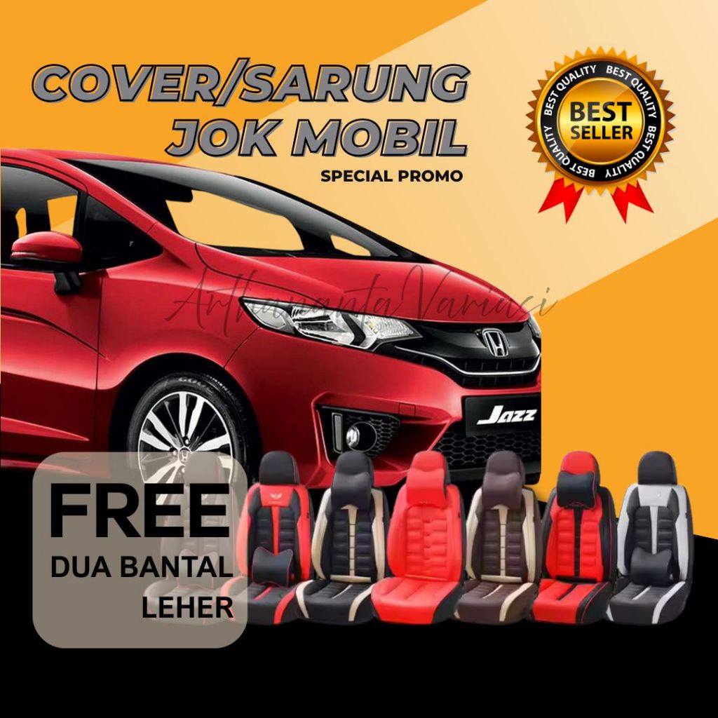 Cover/Sarung Jok Mobil Honda Jazz Lama ( 2014-2016 ) Fullset Free 2 bantal leher