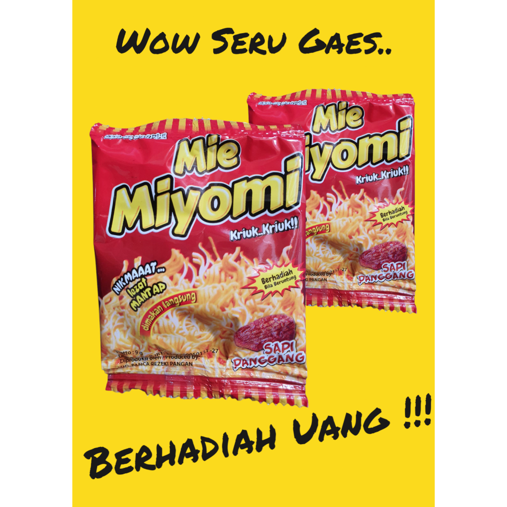 ISI 20 & 80 BKS. Makanan Ringan Snack Ciki "MIE MIYOMI"  Berhadiah Uang.