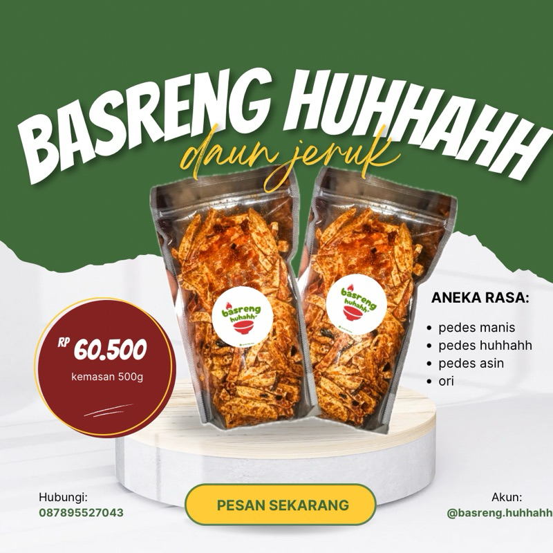

BASRENG DAUN JERUK 500g (ORI/PEDES MANIS/PEDES ASIN/PEDES HUHAHH)