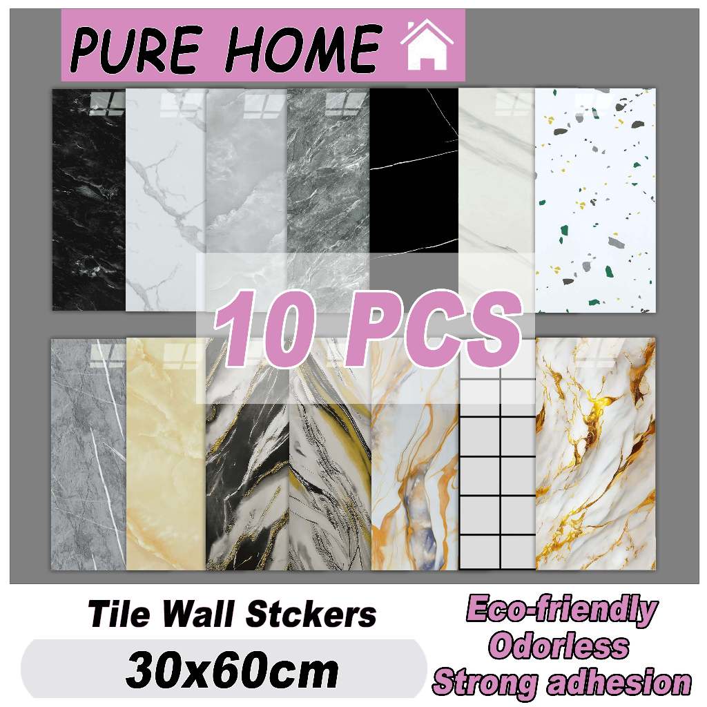 Paket 10 Lembar Wallpaper Dinding Foam Vinyl Premium Motif Marmer Granit Keramik 3D - Ukuran 30X60