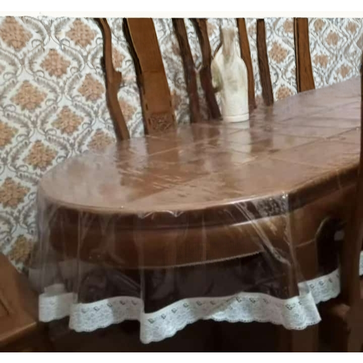 Taplak Meja Makan Plastik Tranparan Anti Air 4 - 6 Kusi