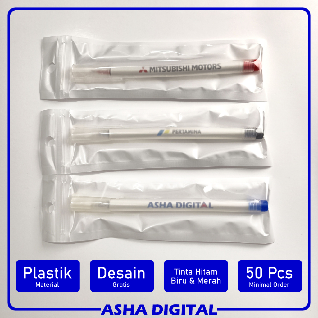 

kemasan Ziplock Pulpen Promosi Souvenir Doff | Bolpoin Custom Logo Tulisan| Cetak Ballpoint | Pena Lucu Pernikahan Warna Warni | Asha Digital