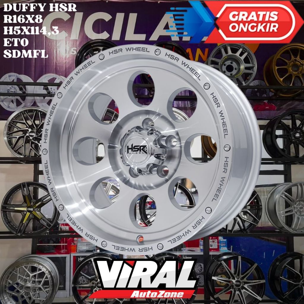 Velg Mobil Ring 16 HSR DUFFY R16 LEBAR 8 LOBANG 5 PCD 5X114,3 ET0 SDMFL