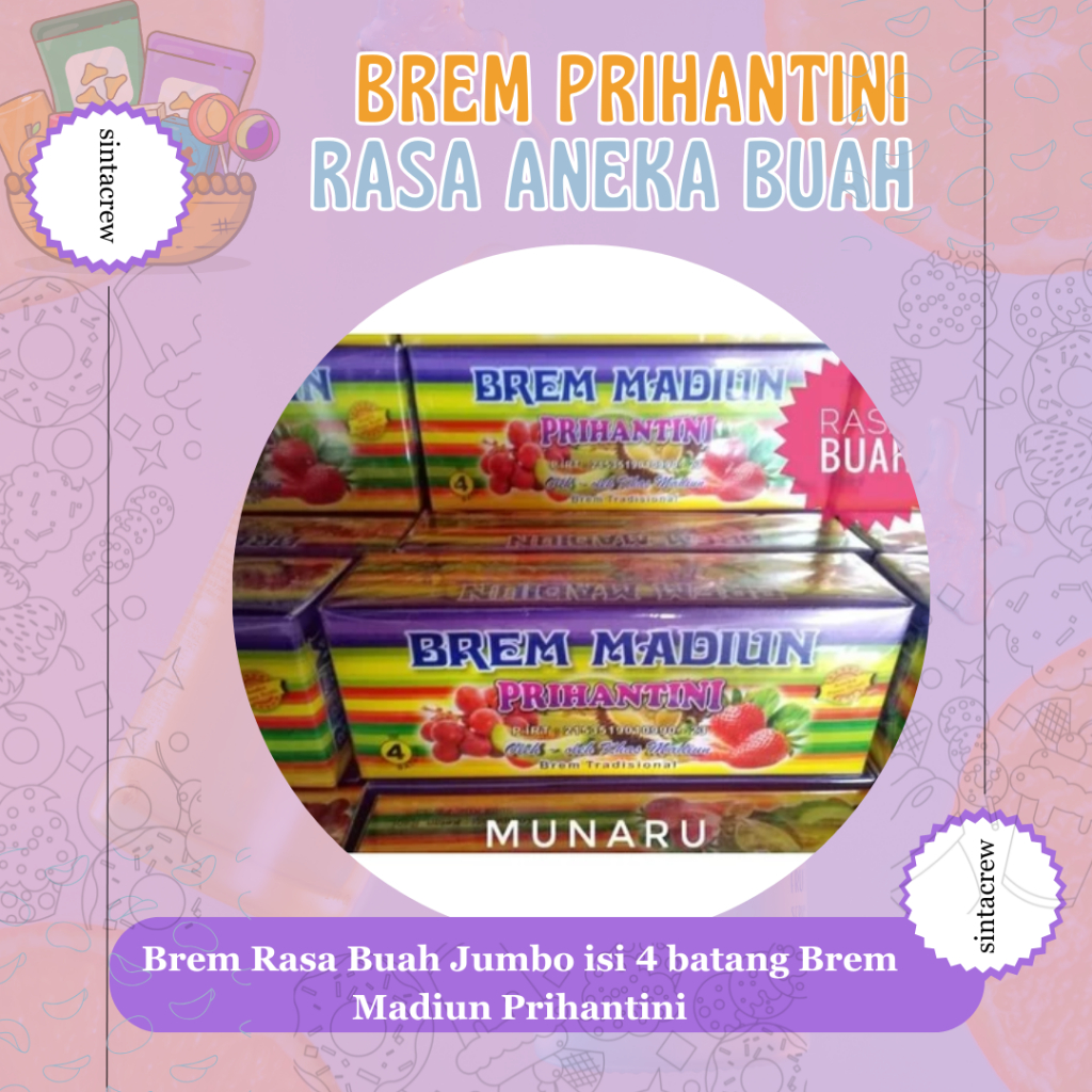 

Brem Rasa Buah Jumbo isi 4 batang Brem Madiun Prihantini