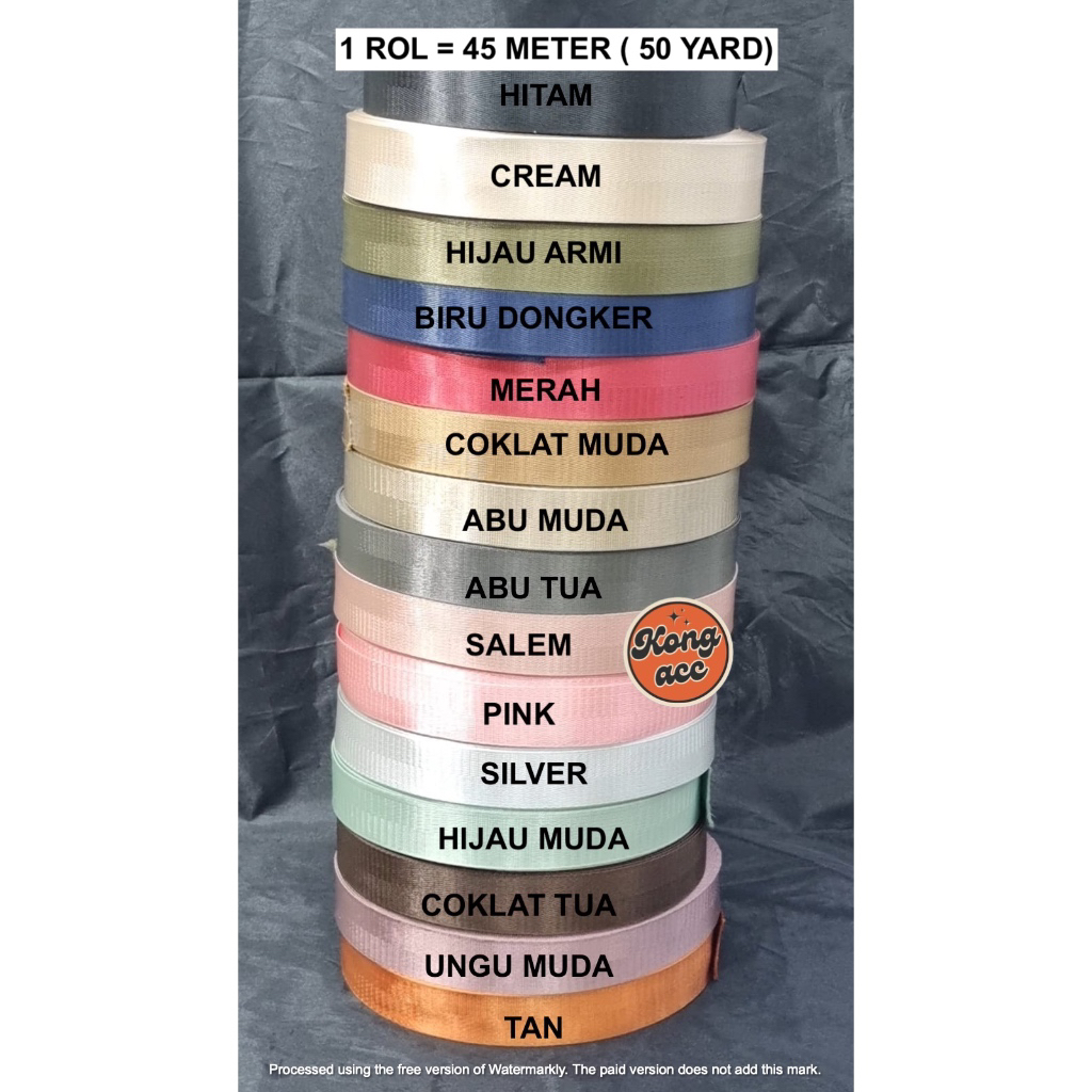 GROSIR/ TALI TAS BISBAN  Nylon(WEBBING TAS NYLON ) 3 cm / ROLL