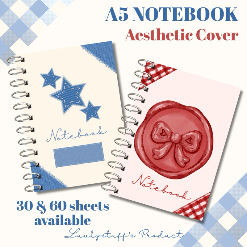 

[Luvlystuff] A5 NOTEBOOK AESTHETIC BOW COQUETTE BLUE RED PINK DENIM