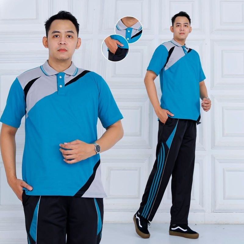 setelan olahraga baju olahraga berkerah pendek