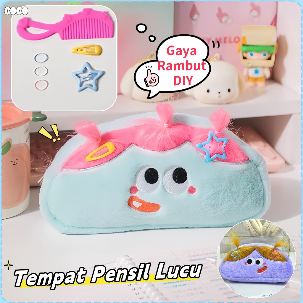 

[DIY] Tas Pensil Lucu Untuk Rambut Panjang/Tas Penyimpanan Berkapasitas Besar Kartun/Tas Pensil Gaya Korea/Gaya Rambut Kanvas Besar Diy Dengan Alat Kecil/Cute Niche Pen Pouch/High Capacity/Texture Bag
