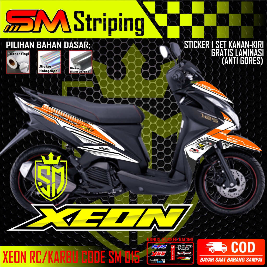 Stiker Striping Motor Xeon RC Karbu Variasi Racing Modifikasi Simple List Keren XEON KARBU ARS 015