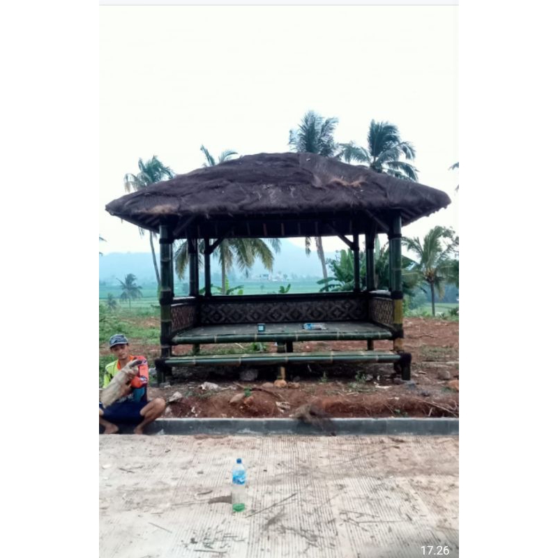 Saung gajebo. gajebo  bambu. gajebo bahan bambu