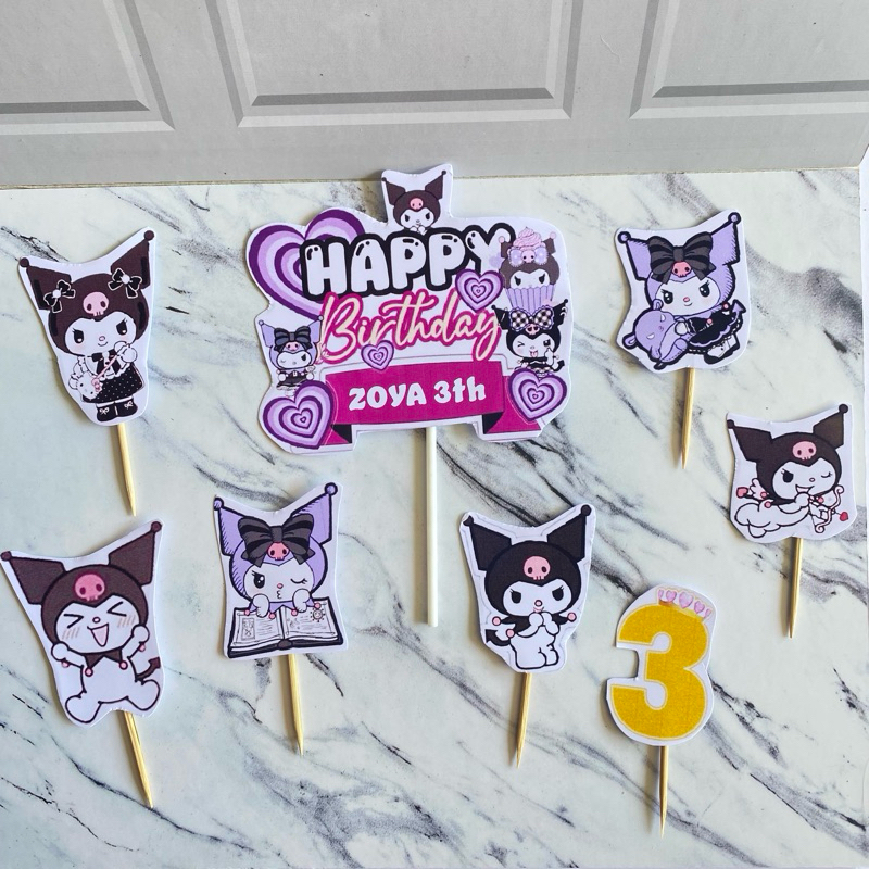 TOPPER KUROMI/ Topper Cake Kuromi Free Request Nama