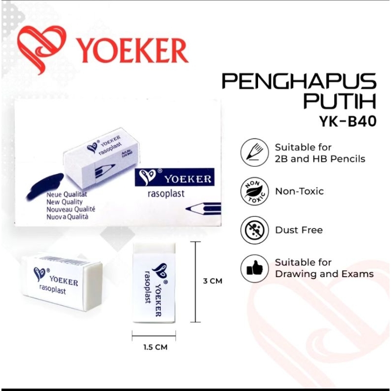 

Penghapus Karet 2B Putih Yoeker harga 1 pcs