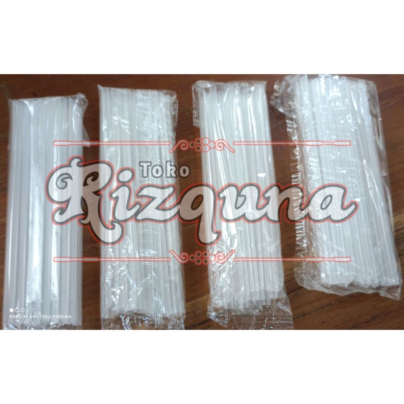 sedotan plastik kecil bening pack | sedotan aqua cup | 1 paket isi 8 pak