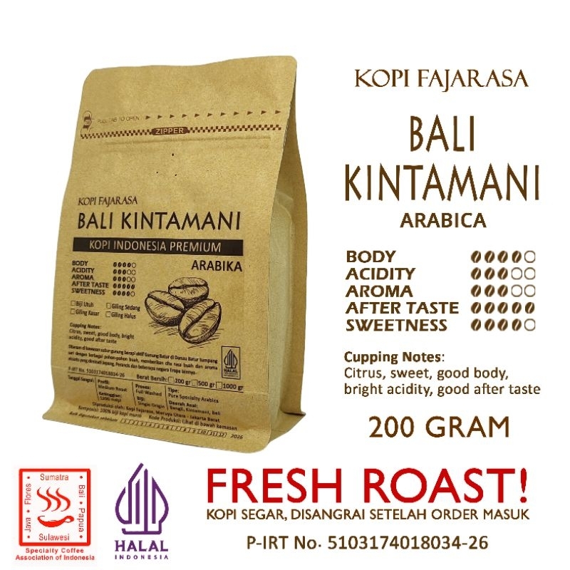 

Kopi Fajarasa Bali Kintamani Biji Kopi Arabica 200 gram