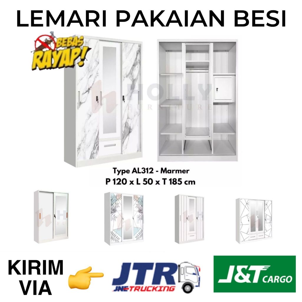 ( Khusus Kargo ) Lemari Pakaian Besi 2 Pintu - 3 Pintu - 4 Pintu Sliding import Lemari Baju Besi