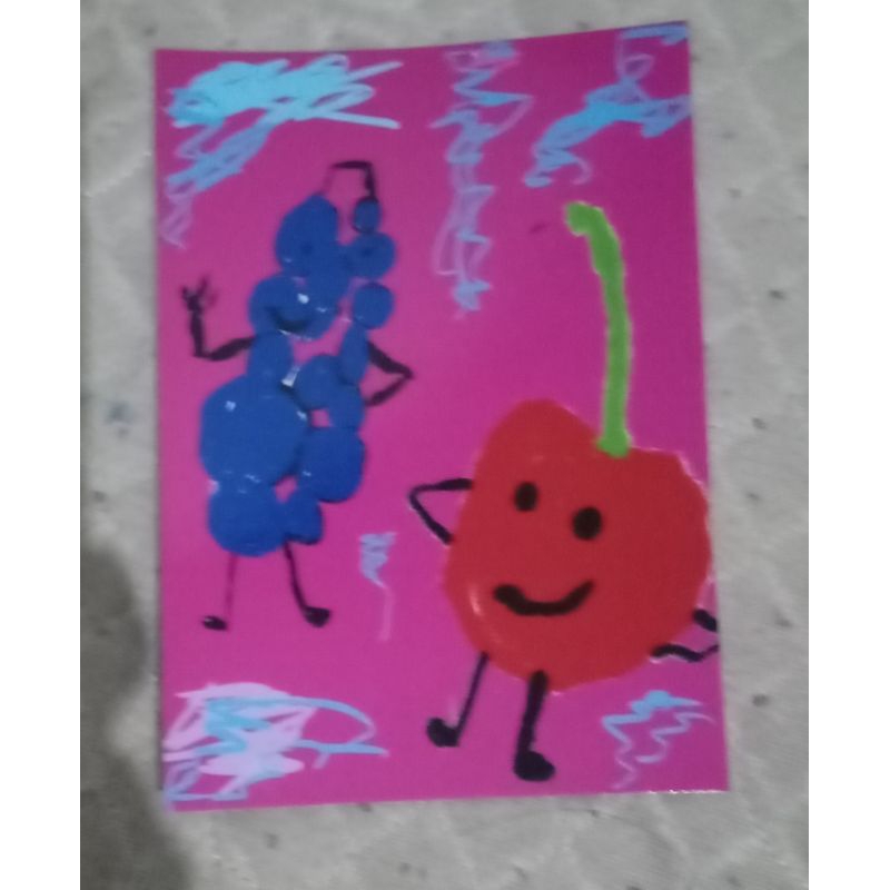 

A Friendship Between Grape and Cherry Postcard