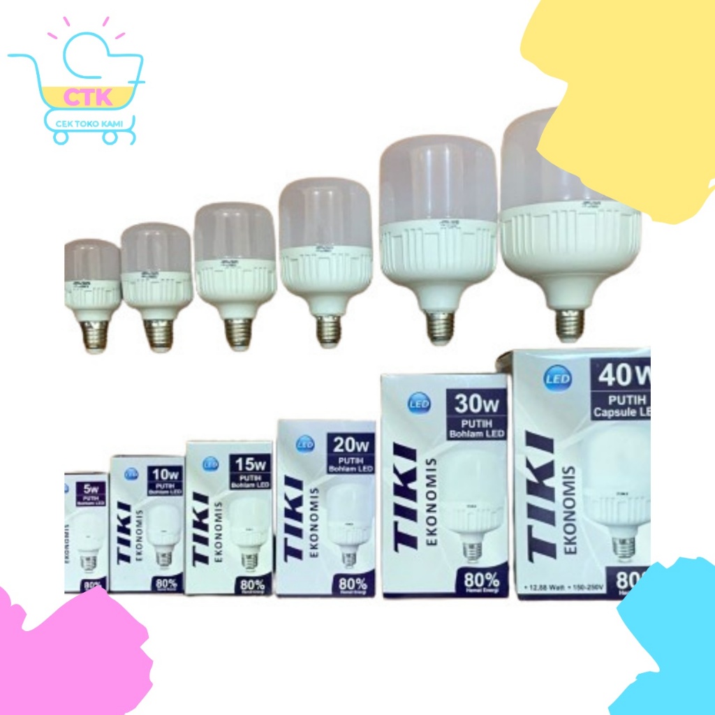 Paket Usaha Tiki Lampu LED Ekonomis Kapsul Capsule Putih 20W 1 slop 10 pcs