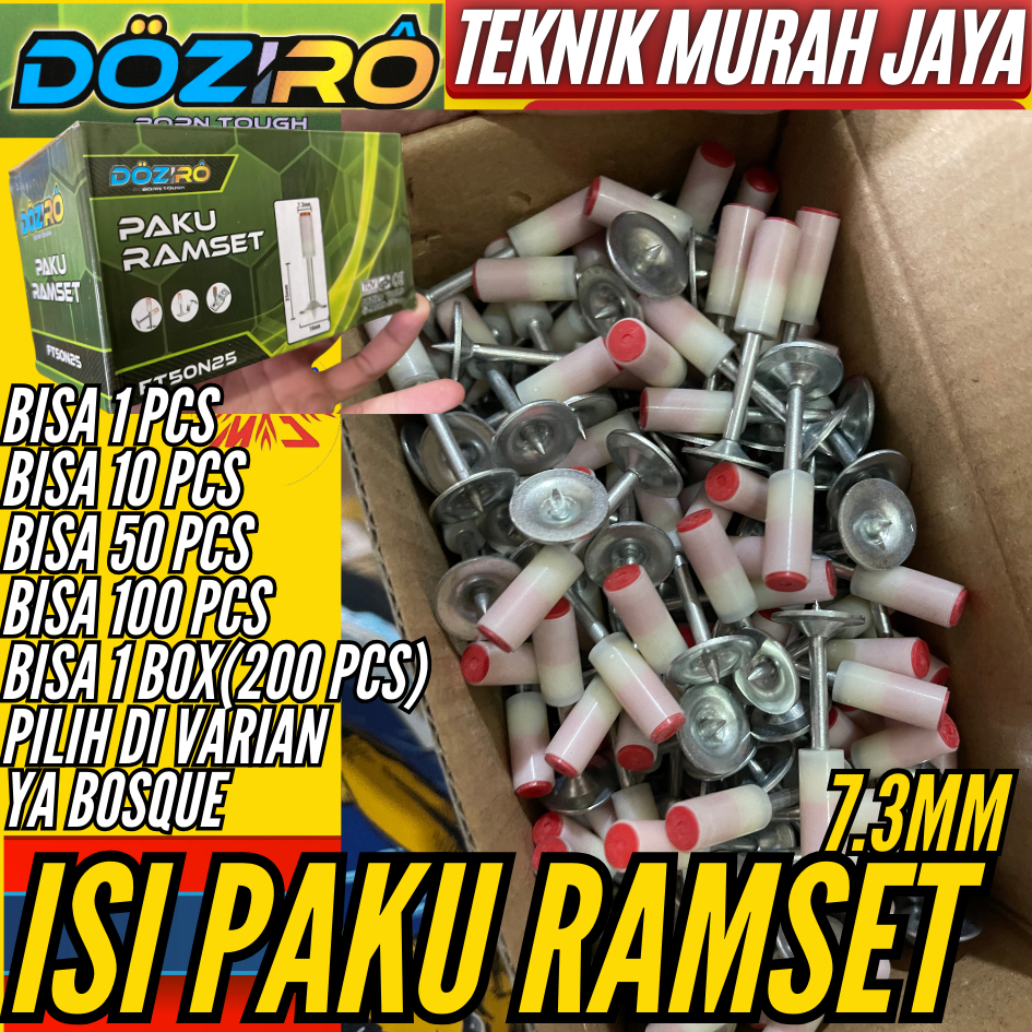 DOZIRO Isi Paku Beton Besi Peluru Mini Ramset Paku Washer Kecil 7.3mm Ring Paku Fastening Gun 7,3 mm