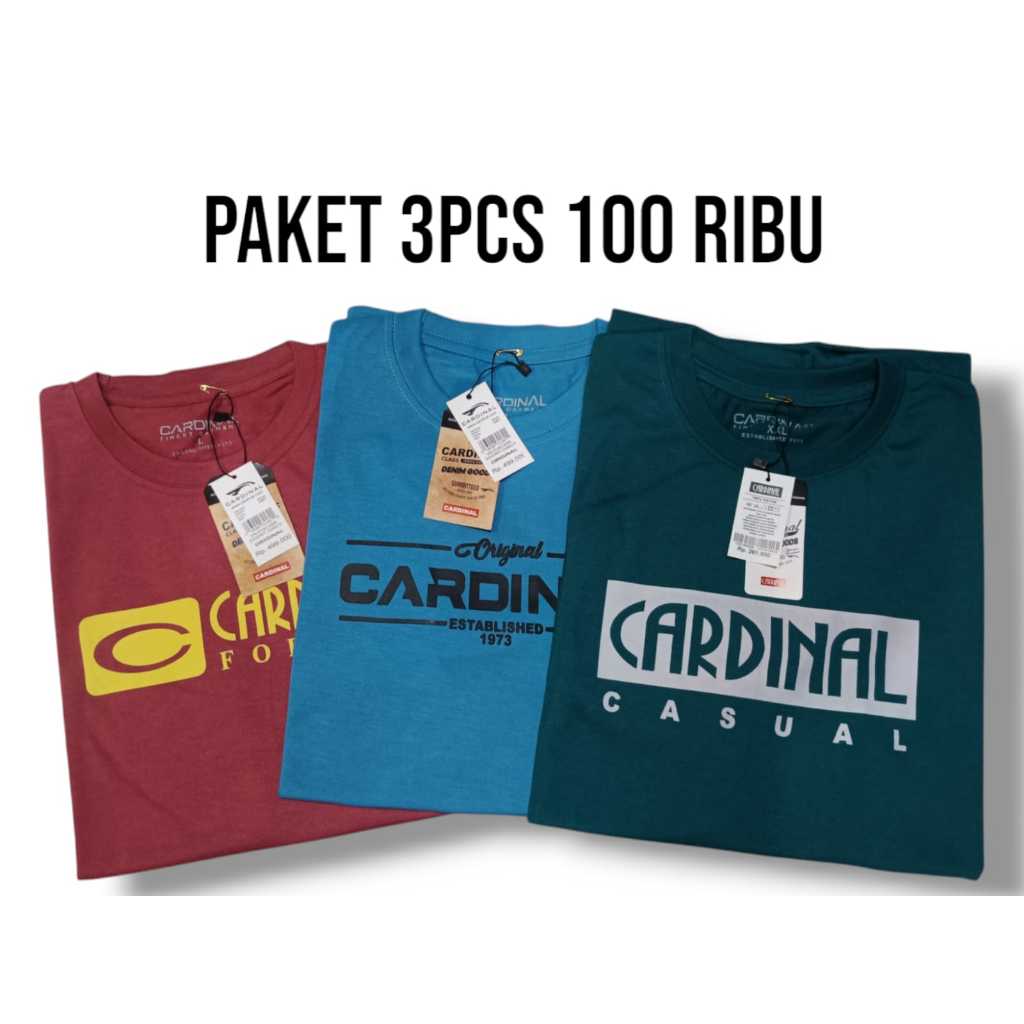 ( COD ) PAKET HEMAT 3PCS 100RB KAOS CARDINAL ORIGINAL DISTRO PRIA TERLARIS Cardinal Casual T-Shirt