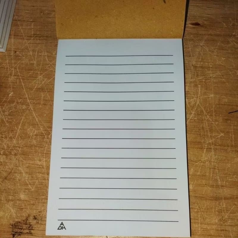 

Block Note / Nota Garis bahan HVS 75 grm isi 50 lembar ukuran 1/4 folio ( 16 x 10,5 cm )