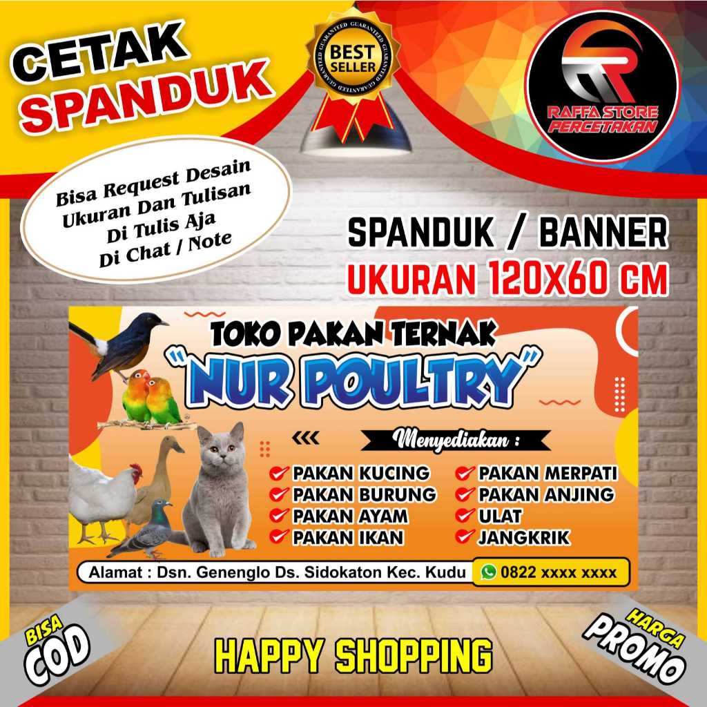 Spanduk Toko Pakan / Spanduk Toko Pakan Ternak Spanduk Toko Pakan Kucing / Spanduk Toko Pakan Burung