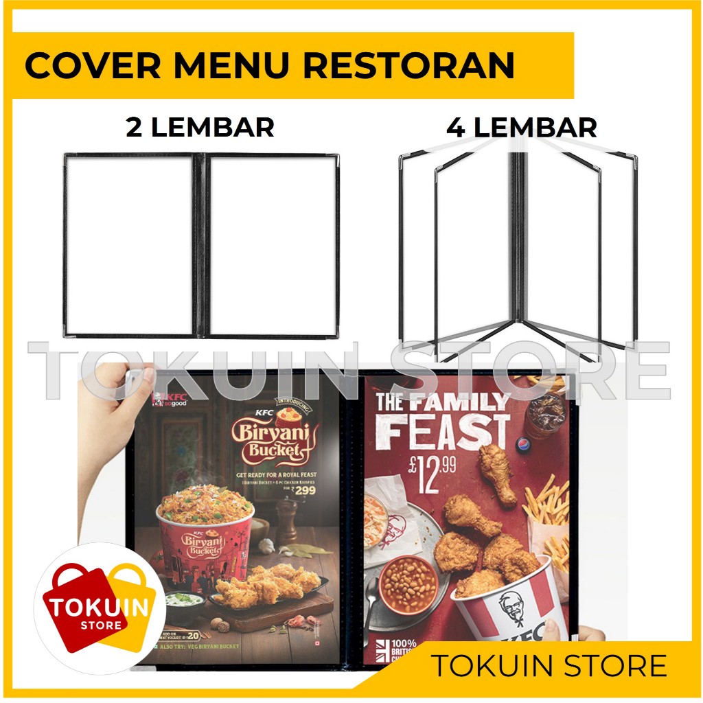 Cover Sampul Buku Menu Makanan Cover Pelindung Kertas Menu Restoran Cafe A4