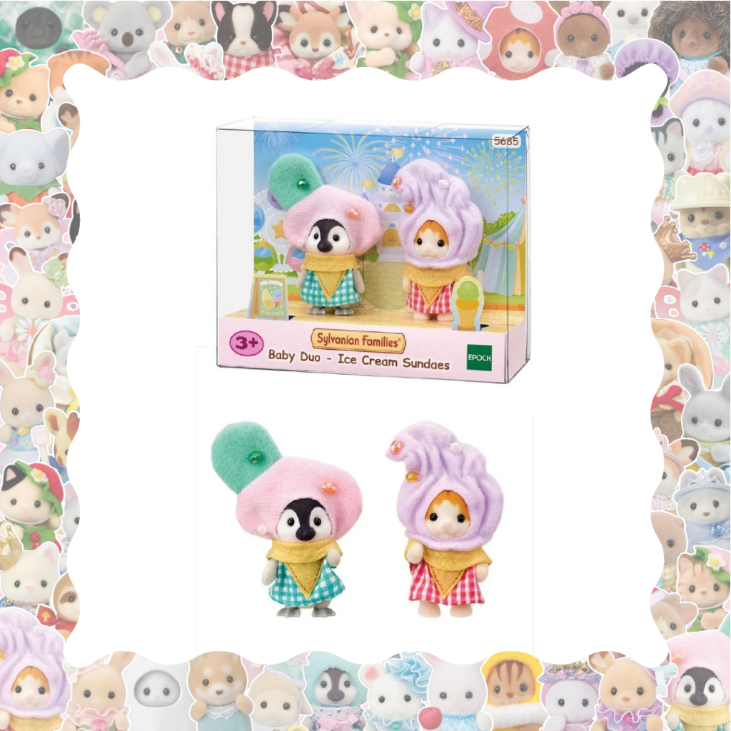 [Ready] Sylvanian Families Baby Duo - Ice Cream Sundaes Set Series - Open Sharing Baby Costume Conte