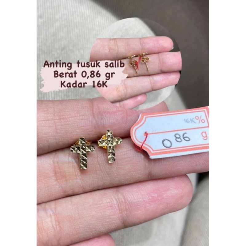 Anting emas 70 salib cukitan