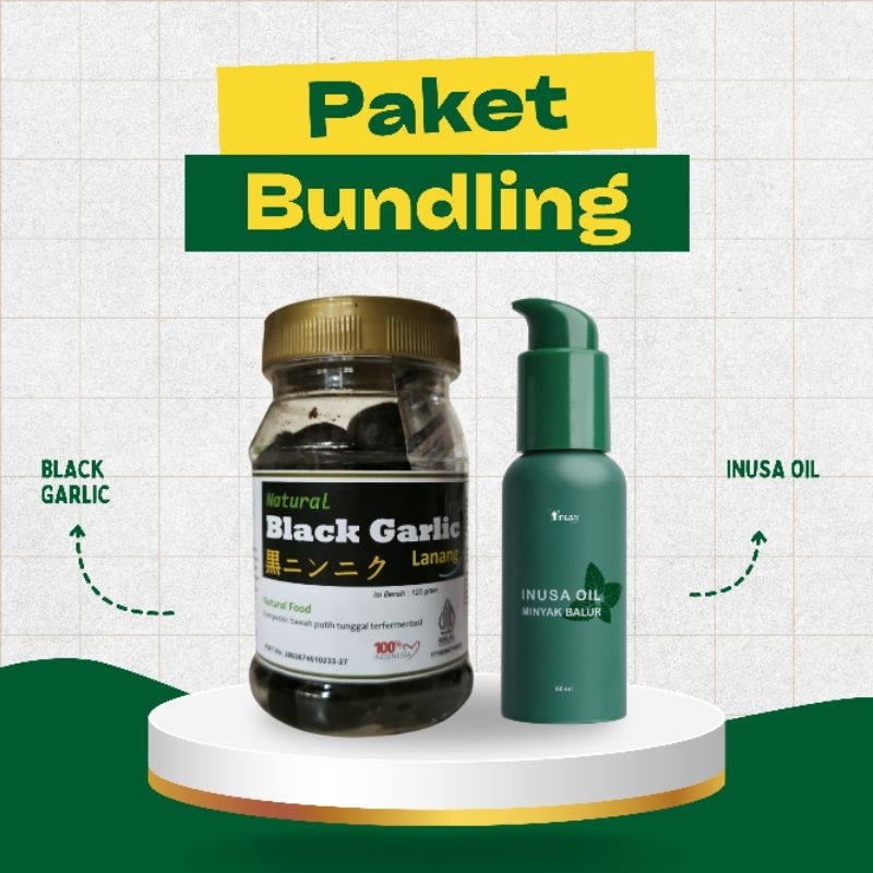 

PAKET BUNDLING! Black Garlic & Inusa Oil / Bawang Putih Tunggal Hitam / Minyak Balur / 120gr