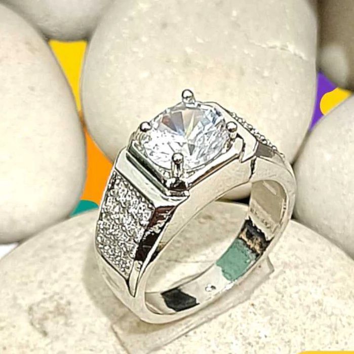 CINCIN PRIA TERBARU MODEL BATU PERMATA SILVER PERAK ASLI 925