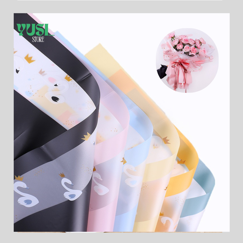 

Isi 20 LEMBAR Kertas Buket Bunga Motif Swan Flower Wrapping Paper Swan Transparan Cellophane KB062