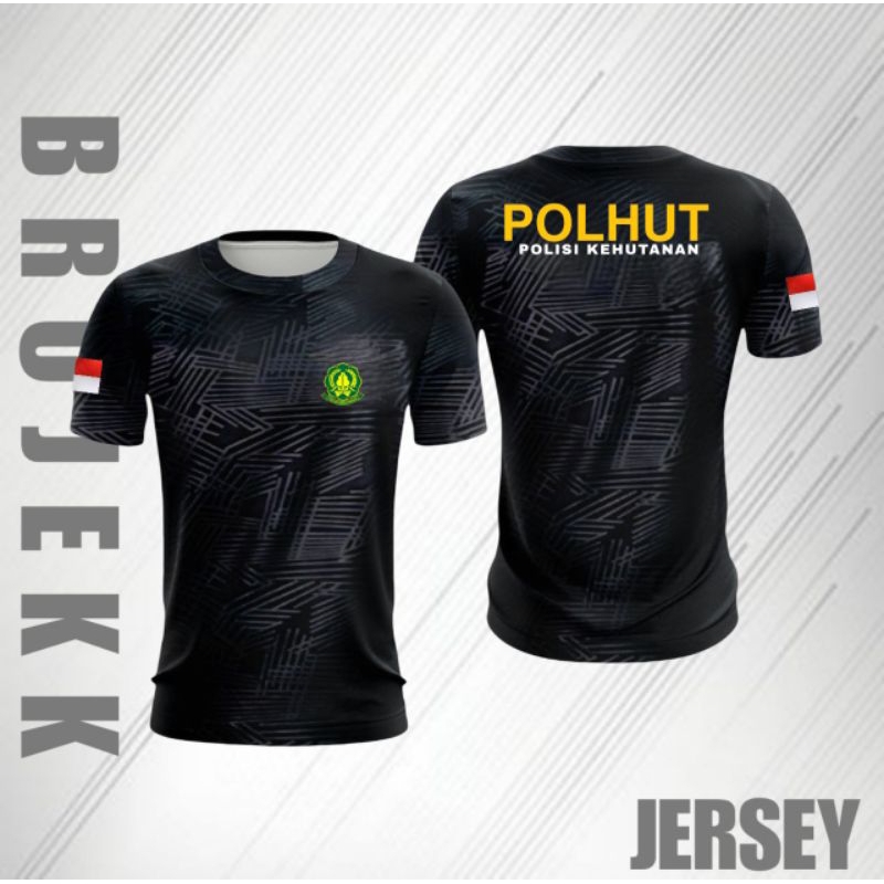 Kaos Polhut Polisi Kehutanan / Baju Jersey Polhut Dryfit Embose / Kaos Polhut Lengan Pendek