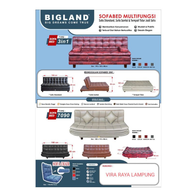 VIRA RAYA LAMPUNG - BIGLAND SOFA BED