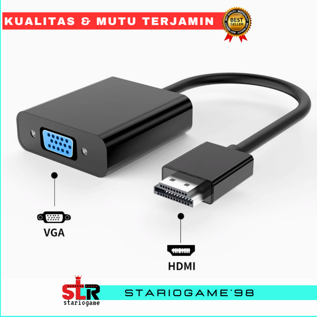 CONVERTER HDMI TO VGA / KABEL SAMBUNGAN HDMI TO VGA MONITOR KONEKTOR HDMI TO VGA