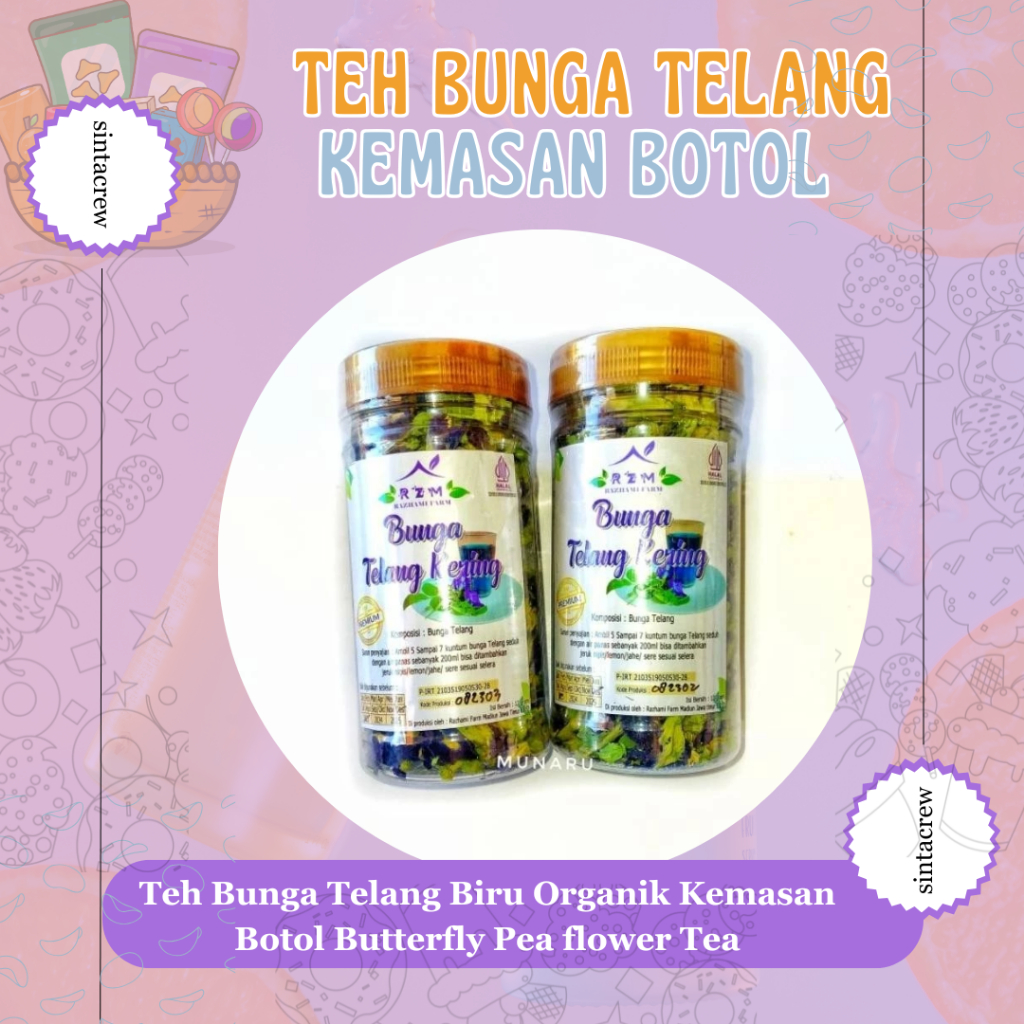 

Teh Bunga Telang Biru Organik Kemasan Botol Butterfly Pea flower Tea